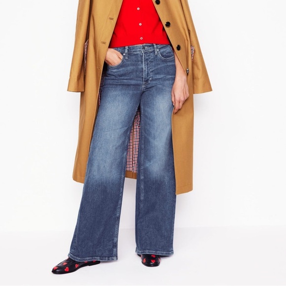 Boden Women’s High Rise Wide Leg Relaxed Blue Stretch Denim Jeans 29 Petite - Picture 1 of 11